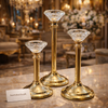 Luxury Crystal Top Gold Candle Holders Set (3-Piece Elegant Table Décor)
