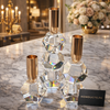 Luxury Crystal Candle Holder Set with Gold Finish | Elegant Home Décor