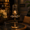 Luxury Lotus Crystal Candle Stand with Glass Cover – Elegant Decorative Table Accent