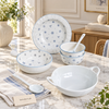 Premium Blue Snowflake Ceramic Dinnerware & Serving Set – 7 Pcs