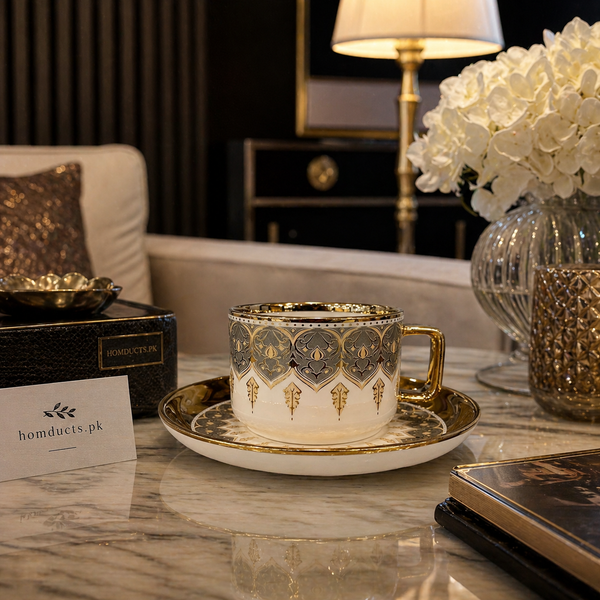 Luxury Arabic Style 6 Cups & Saucers Set – Elegant Tea & Coffee Serving Set