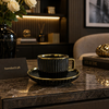 Luxury Ribbed Coffee Cup & Saucer Set – 12 Pcs Premium Tea Set (6 Cups & 6 Saucers)
