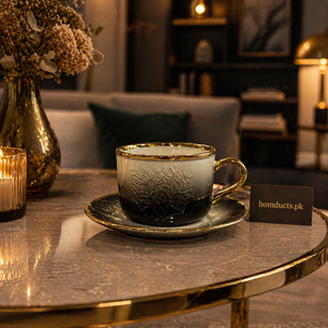 Luxury Embossed Tea Cup & Saucer Set – 12 Pieces (6 Cups with 6 Matching Saucers)