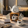 13 Pcs Luxury Tea Set with Wooden Stand – Premium Coffee & Tea Serving Set (6 Cups + 6 Saucers + Teapot)