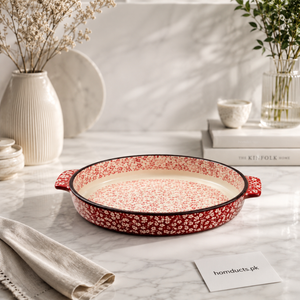 Danny Home Floral Round Ceramic Baking & Serving Dish with Handles