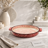 Danny Home Floral Round Ceramic Baking & Serving Dish with Handles