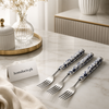 Danny Home 19.5cm Floral Handle Stainless Steel Dinner Fork Set – 3 Pieces Premium Cutlery