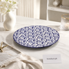 Danny Home 7.5 Inch Ceramic Flat Plate – Premium Blue Floral Dinner & Dessert Serving Plate
