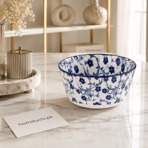 Danny Home 3.75 Inch Blue Floral Ceramic Bowl – Premium Porcelain Serving Bowl for Desserts, Snacks & Dips