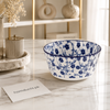 Danny Home 3.75 Inch Blue Floral Ceramic Bowl – Premium Porcelain Serving Bowl for Desserts, Snacks & Dips