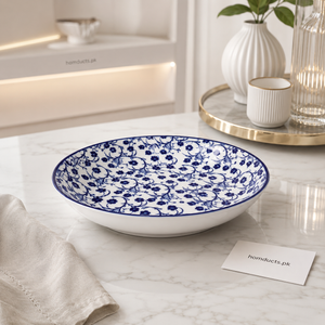 DannyHOME 5.5 Inch Ceramic Deep Plate – Premium Floral Soup & Pasta Bowl | Elegant Dinnerware