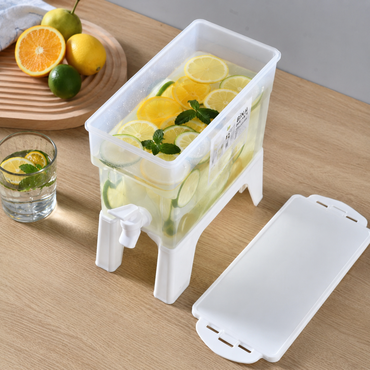 3.5L Elevated Beverage Dispenser with Tap | Leakproof Water Juice Storage Container