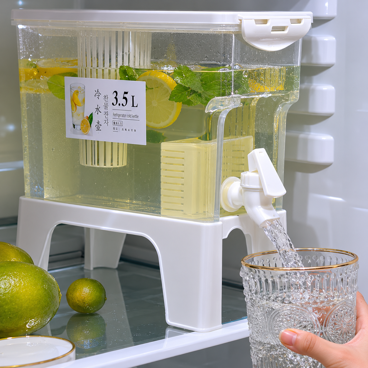 3.5L Elevated Beverage Dispenser with Tap | Leakproof Water Juice Storage Container