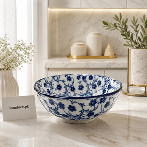 Danny Home 4.5 Inch Floral Ceramic Bowl – Premium Blue & White Serving Bowl for Rice, Soup, Desserts & Snacks
