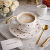 Luxury Heart Print Ceramic Coffee Cup & Saucer Set – Premium Tea & Coffee Mug | Homducts.pk
