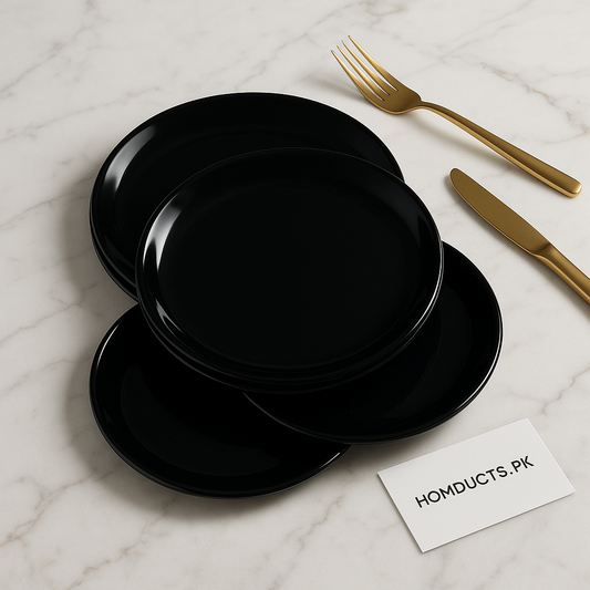 Premium Black Quarter Plates Set – 6 Pcs | Elegant Dining Collection