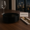 Luxury Black Dinner Plate Set – 6 Pcs | Premium Ceramic Tableware