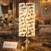 Luxury Crystal Wave Table Lamp – Modern Gold Accent Bedside Light