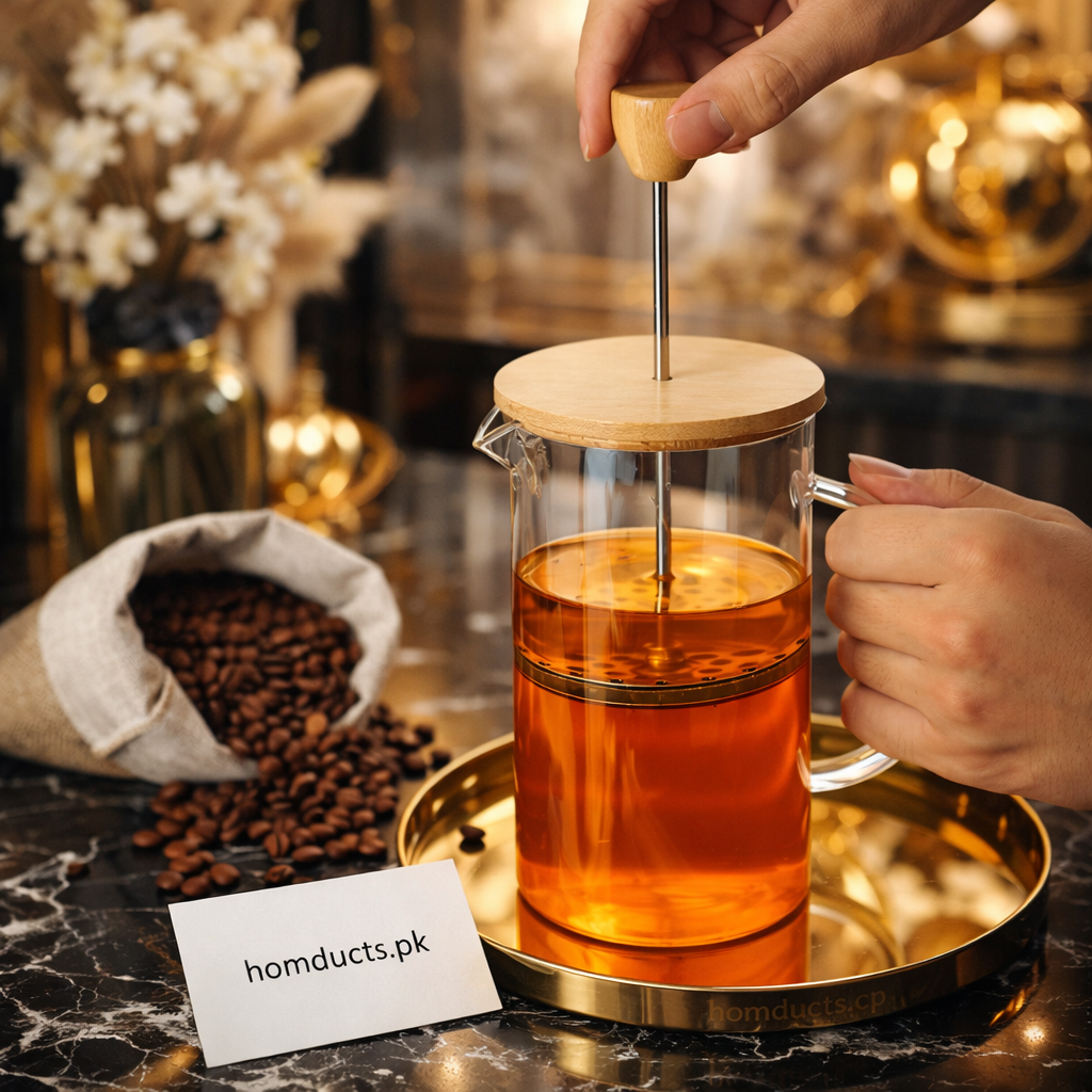 Luxury Glass French Press Coffee Maker with Bamboo Lid – Premium Tea & Coffee Brewer | Homducts.pk