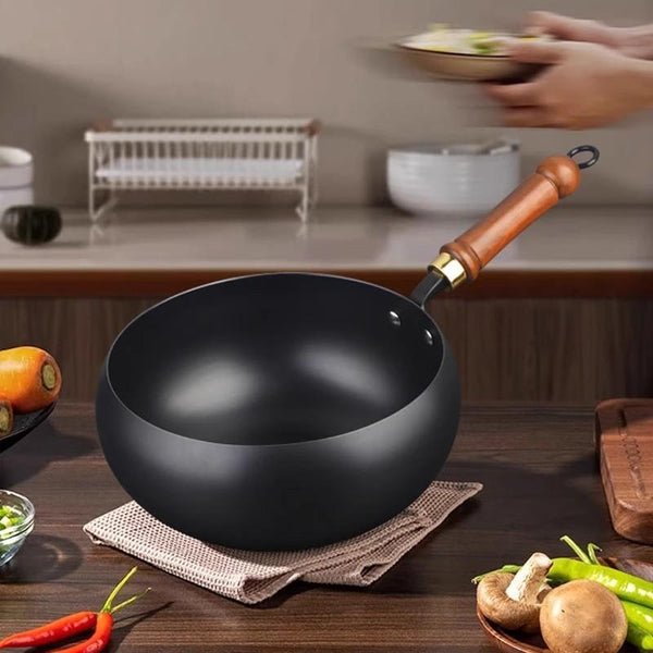 Premium Handcrafted Forged Cooking Pot with Lid – Multi-Purpose Deep Fry & Sauce Pan