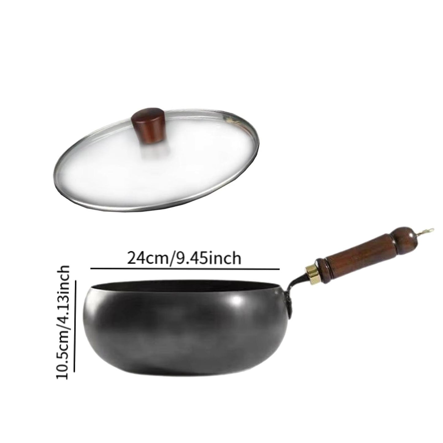 Premium Handcrafted Forged Cooking Pot with Lid – Multi-Purpose Deep Fry & Sauce Pan