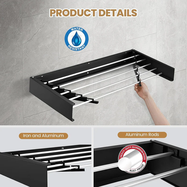 Premium Wall-Mounted Foldable Clothes Drying Rack – Space-Saving Laundry Organizer