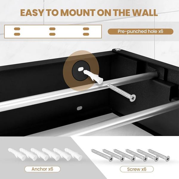 Premium Wall-Mounted Foldable Clothes Drying Rack – Space-Saving Laundry Organizer