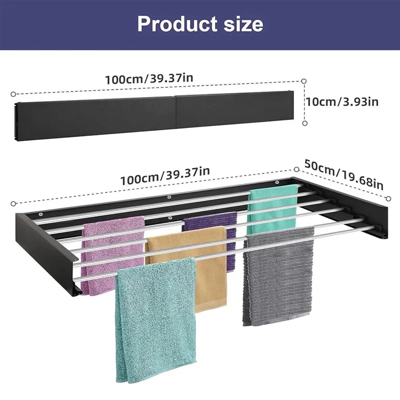 Premium Wall-Mounted Foldable Clothes Drying Rack – Space-Saving Laundry Organizer