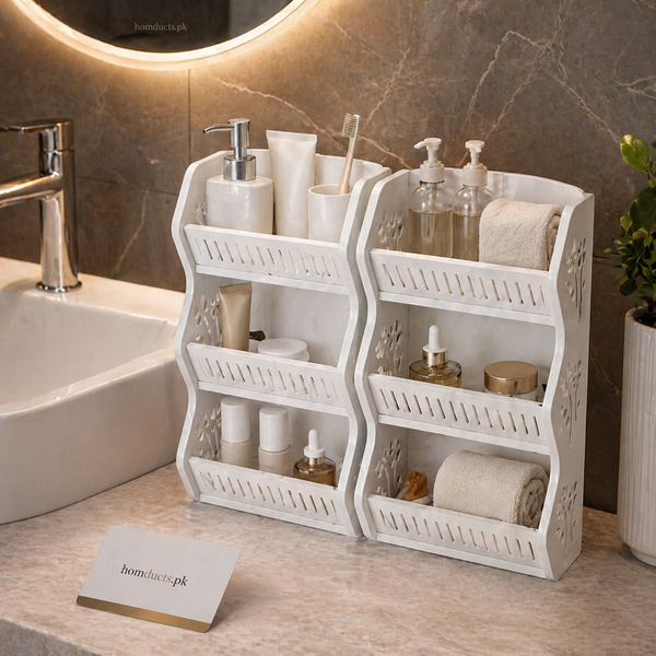 Wall Mounted Multi-Purpose Storage Organizer Rack – Space Saving Shelf for Home, Kitchen & Bathroom