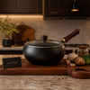 Premium Handcrafted Forged Cooking Pot with Lid – Multi-Purpose Deep Fry & Sauce Pan