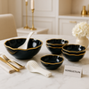 Luxury Black & Gold 14-Piece Soup Bowl Set with Spoons – Premium Dining Collection