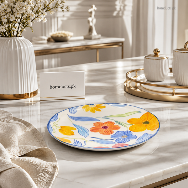 Brilliant 8 Inch Floral Ceramic Side Plate | Premium Dessert & Snack Plate