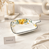 Brilliant 9 Inch Floral Ceramic Square Serving Platter with Handle | Premium Serving Plate