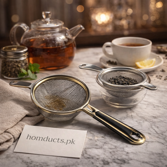 Luxury Stainless Steel Tea & Coffee Mesh Strainer Set (2-Pcs) – Premium Fine Filter | Homducts.pk