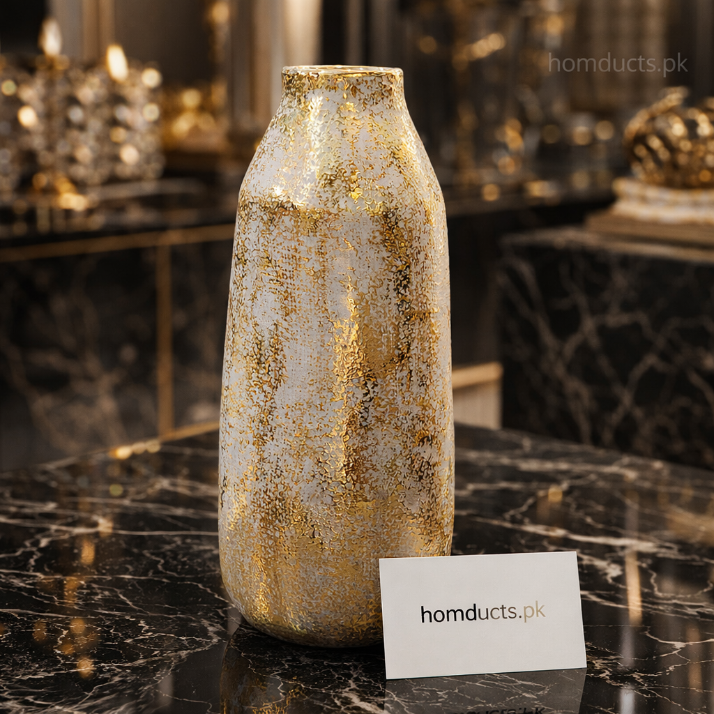 Luxury Gold-Textured Ceramic Decorative Vase | Premium Home Décor Accent – Homducts.pk