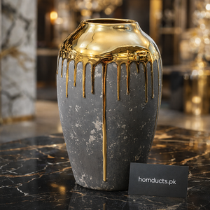 Luxury Gold Drip Ceramic Decorative Vase – Modern Home Décor Accent