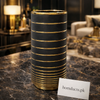 Luxury Black & Gold Striped Decorative Vase – Modern Metal Home Décor Accent
