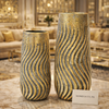 Luxury Gold Ripple Ceramic Decorative Vase – Premium Textured Finish (Available in 2 Sizes)
