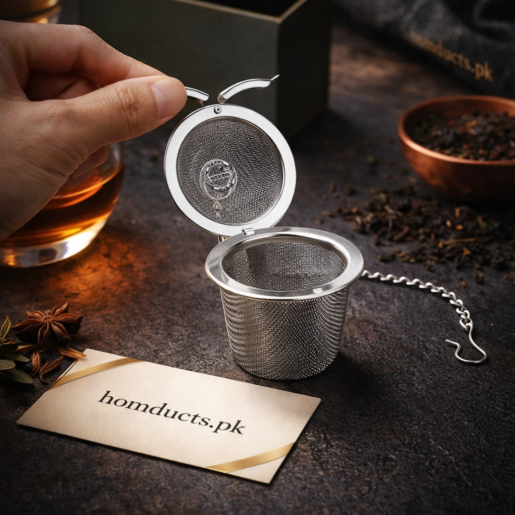 Stainless Steel Mesh Tea Infuser with Lid & Chain – Reusable Loose Leaf Tea Strainer