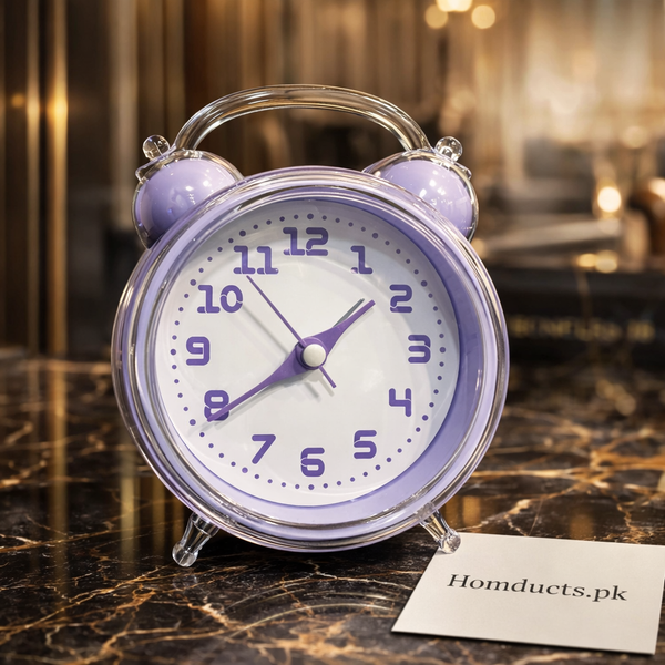 Luxury Transparent Twin Bell Alarm Clock – Minimal Bedside & Table Clock
