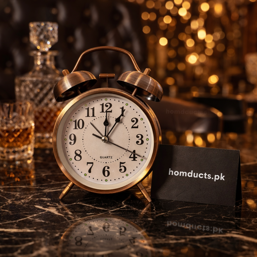 Vintage Twin Bell Alarm Clock – Classic Metal Design | Silent Quartz Movement