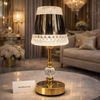 Luxury Crystal Touch Table Lamp – Gold & Black Modern Bedside Lamp | Homducts.pk