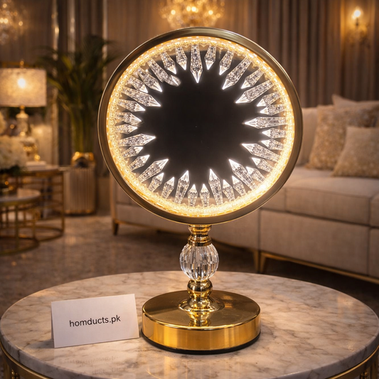 Luxury Crystal Halo LED Table Lamp – Modern Gold Finish Decorative Lamp