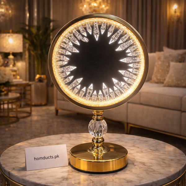 Luxury Crystal Halo LED Table Lamp – Modern Gold Finish Decorative Lamp