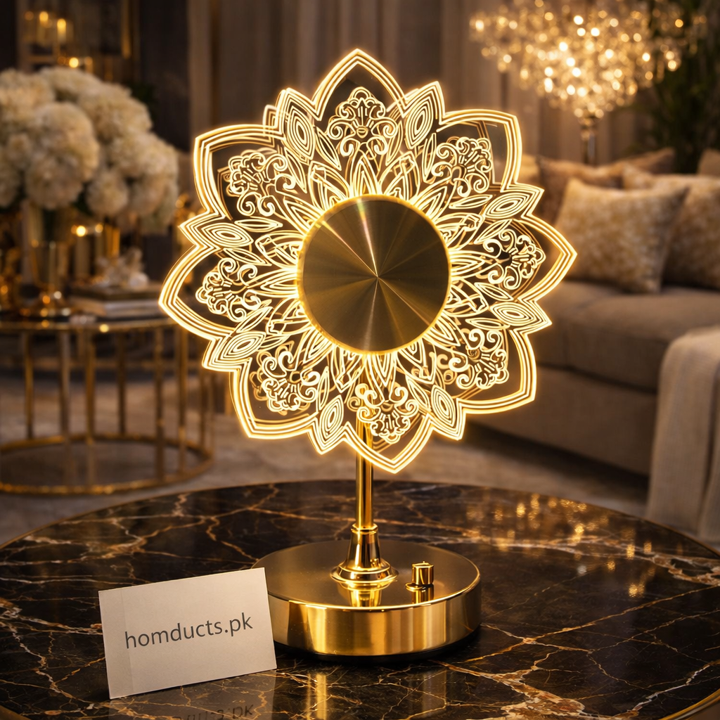 Luxury Golden Mandala LED Table Lamp – Elegant Ambient Décor Light
