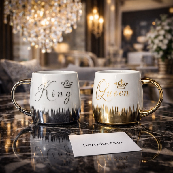 Royal King & Queen Ceramic Mug Set (2-Piece Luxury Couple Gift Set)