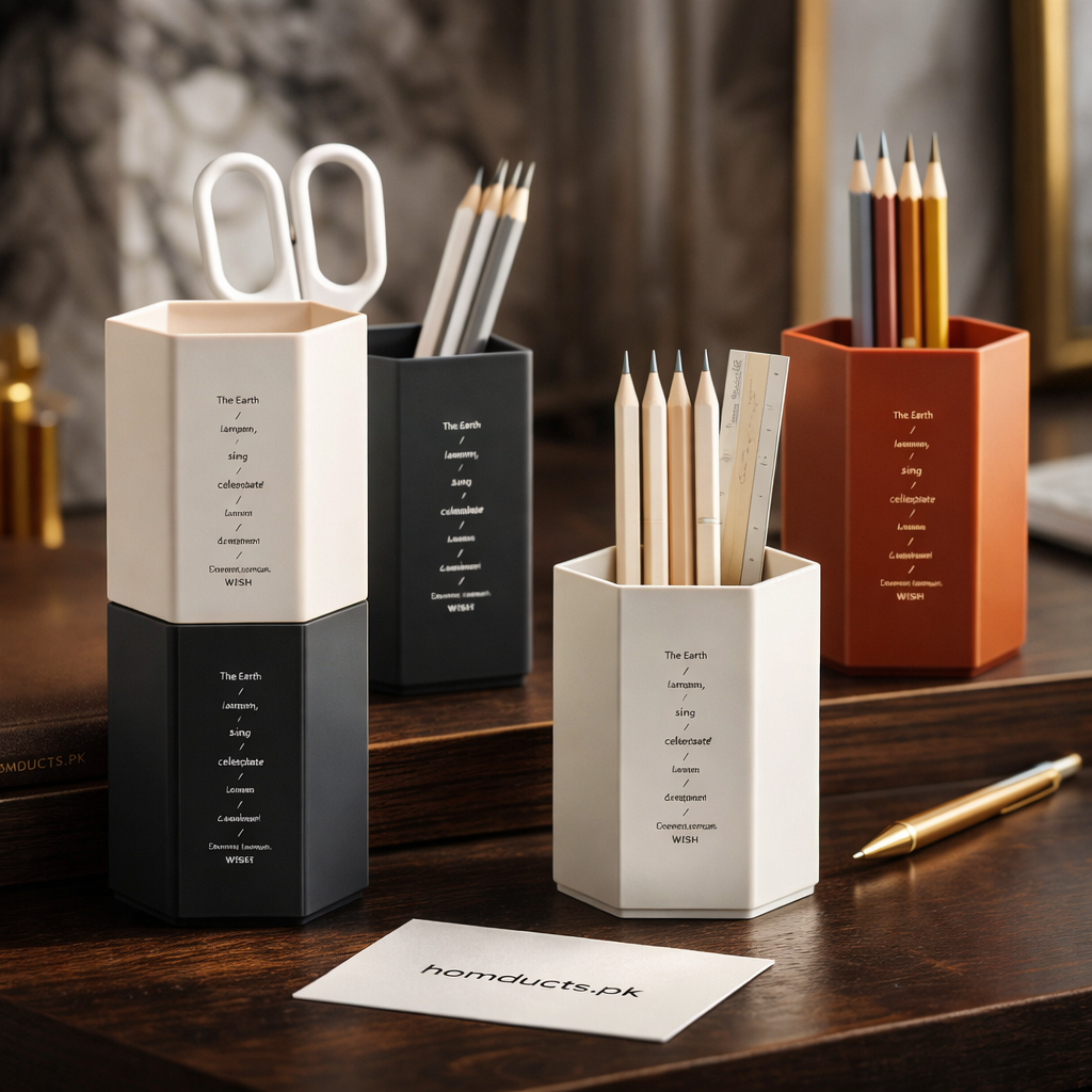 Minimalist Hexagon Desk Pen Holder | Premium PP Stationery Organizer (1-Piece