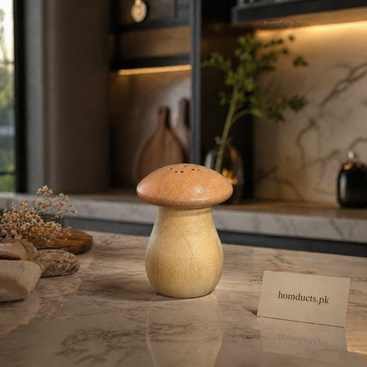 Premium Wooden Mushroom Spice Shaker & Kitchen Decor Accent