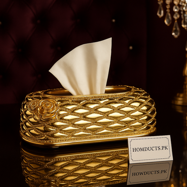 Luxury Gold-Plated Tissue Box Holder – Elegant Decorative Accent for Living Room & Bedroom