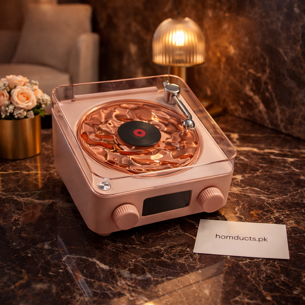 Luxury Turntable-Style Waterproof Bluetooth Speaker with LED Glow – Premium Shower & Bathroom Speaker | Homducts.pk